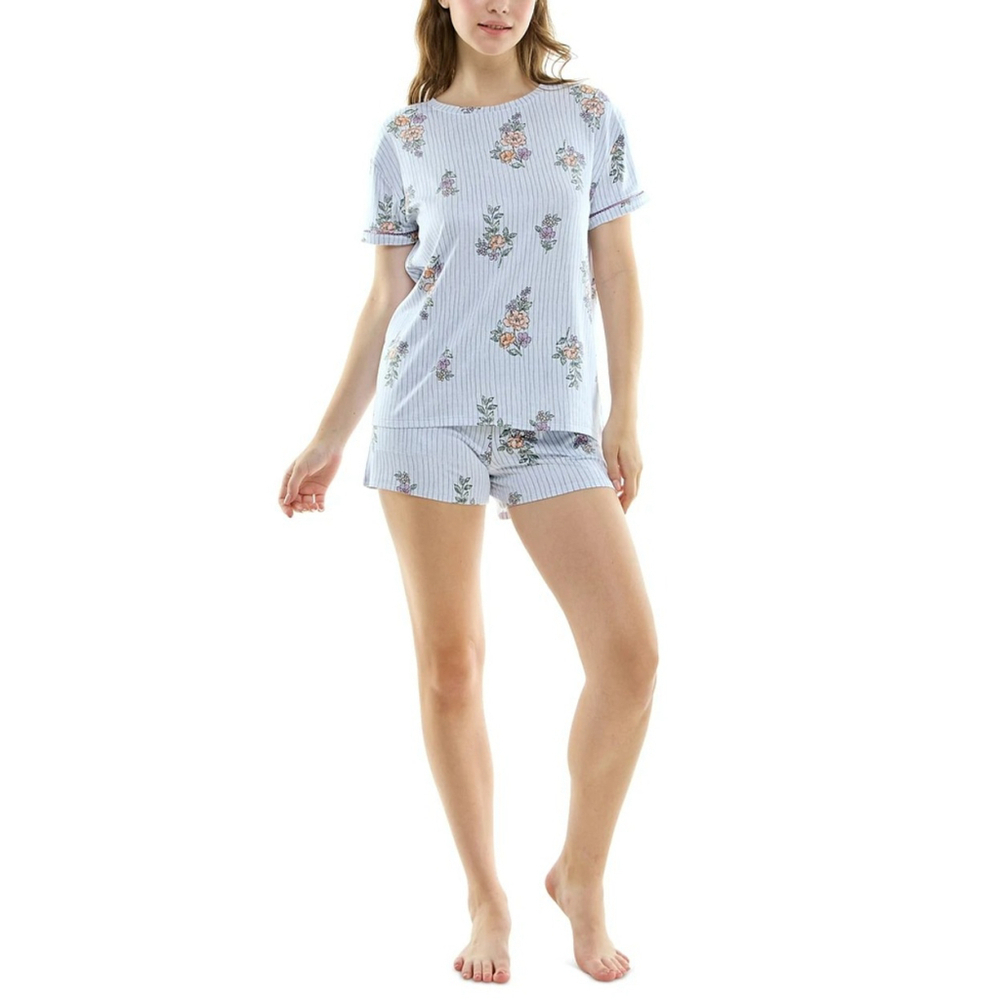 Roudelain Women's Extra Large 2-Pc Soft Blue Striped Pajamas Set w/ Shorts NWT